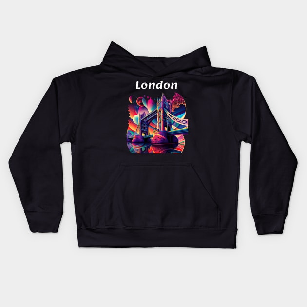 Tower Bridge v1 Kids Hoodie by AI-datamancer